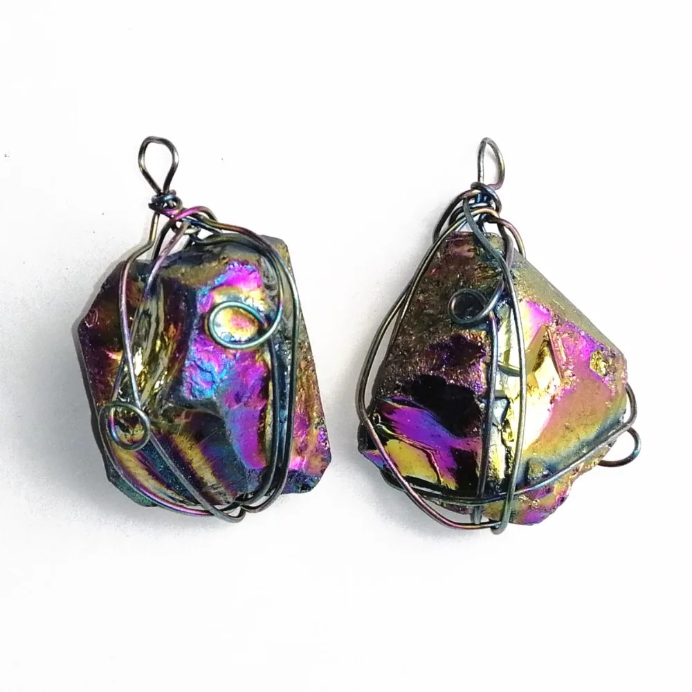 4 шт. разноцветный кулон из титанового кристалла агатес Druzy кварцевый