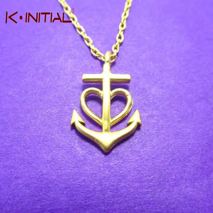 Kinitial10Pcs цвета: золотистый серебристый Якорь Сердце Цепочки и ожерелья Для женщин