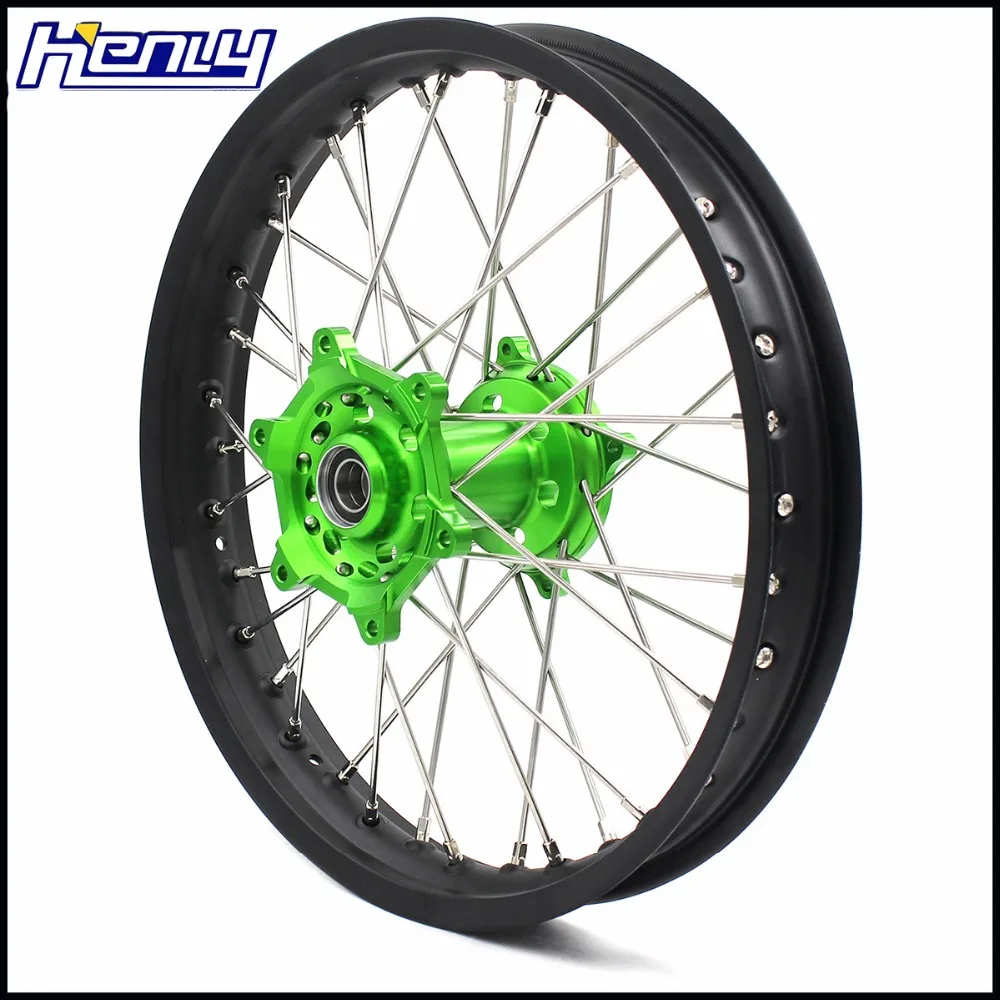 2,15*19 Spoked Dirt Bikes MX заднее колесо для KAWASAKI KX250F KX450F 2006- зеленый/черный