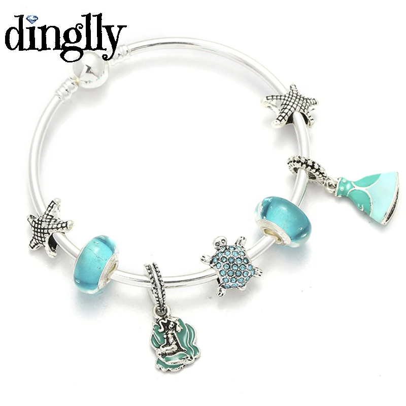 DINGLLY мультфильм Пара висячие Pulsera Шарм браслет с медведем Тигр бусины модные бренды браслеты с медведями браслет для женщин