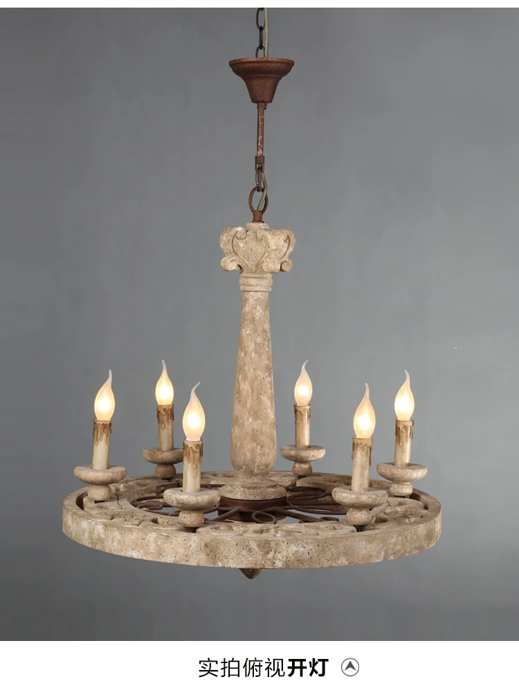 American country wood bedroom chandelier French retro candle wrought iron living room lamp restaurant designer | Освещение