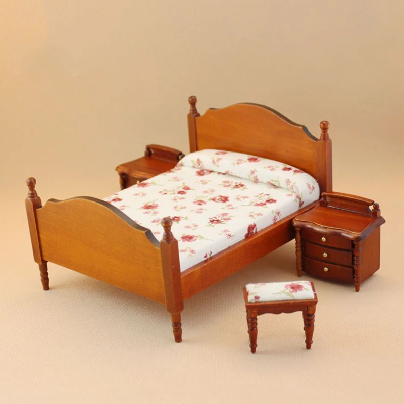 

Миниатюрный Кукольный домик 1:12, коричневая прикроватная тумбочка для кукол, деревянная мебель, игрушки для ролевых игр для детей, подарки д...