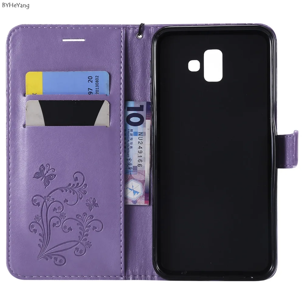 Кожаный чехол для Samsung Galaxy J6 Prime чехлы Plus 2018 SM-J610FN/DS SM-J610F с бабочкой | Мобильные