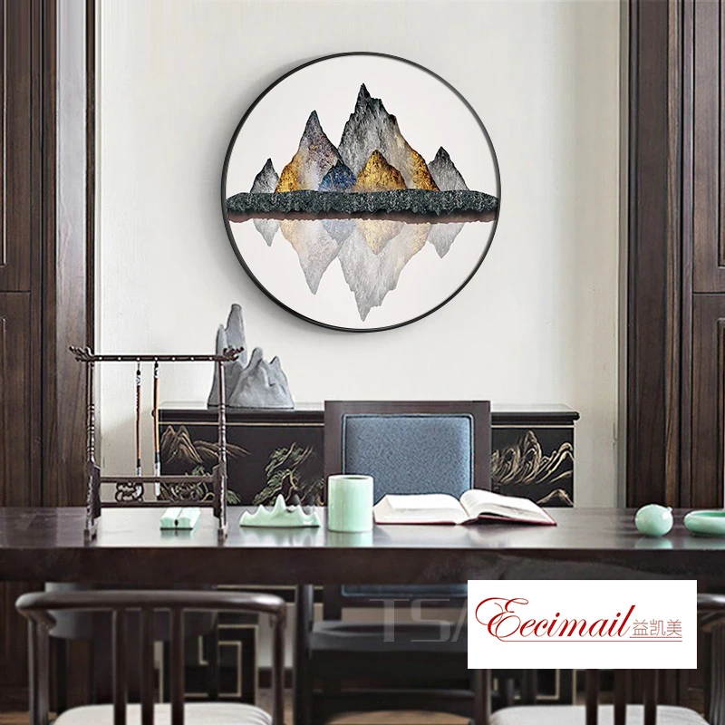 

EECAMAIL New Chinese Round Cross Stud Diamond Painting Bedroom Study Abstract Artistic Landscape Painting Landscape Diamond