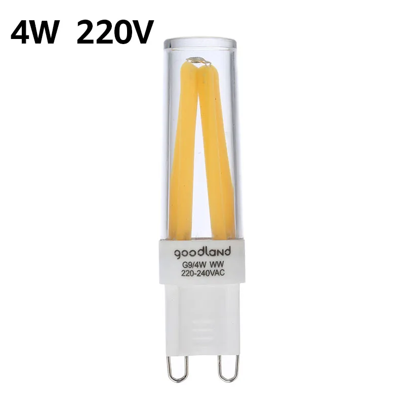 4W 220V Goodland G9 светодиодный светильник с регулируемой яркостью, 220V 240V 2W 4W нитевые люстра COB LED заменить галогенные светильник G9 светодиодный лампы - Испускаемый цвет: 4W 220V