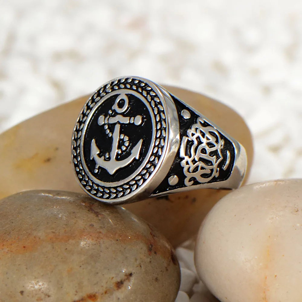 Fashion jewelry ring Stainless steel ship anchor casting men's individual | Украшения и аксессуары