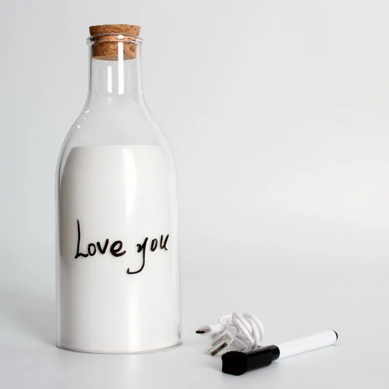

Milk Bottle Night Light USB Charing DIY Message LED Nightlight Lamp Sleep Timing Mode House Party Decor Creative Children Gift
