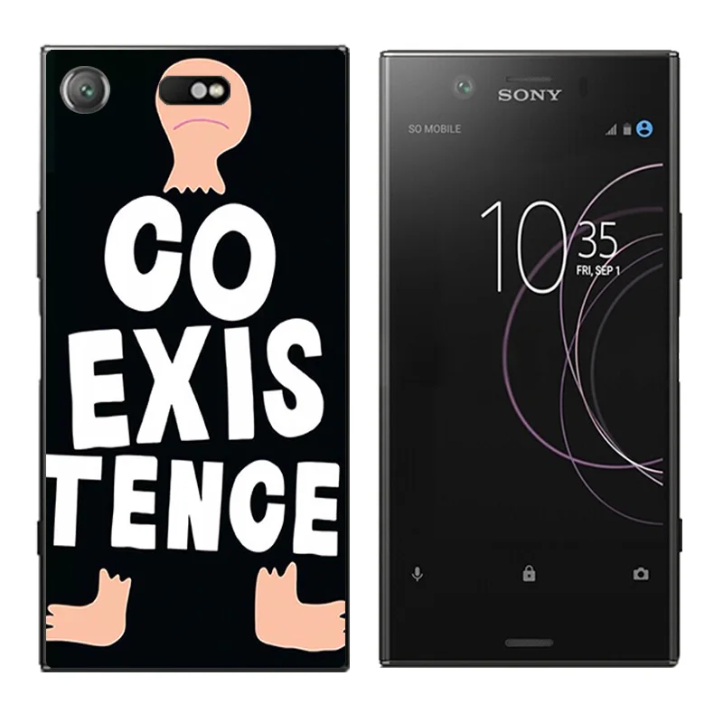 4.6' Cover for Sony Xperia XZ1 Compact Phone Cases Black Letters Printing Coque Z1 Soft Silicone TPU Shell |