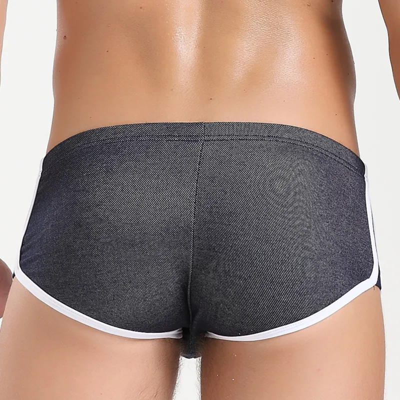 Сексуальные хлопковые мягкие u выпуклые трусы боксеры в полоску с низкой талией