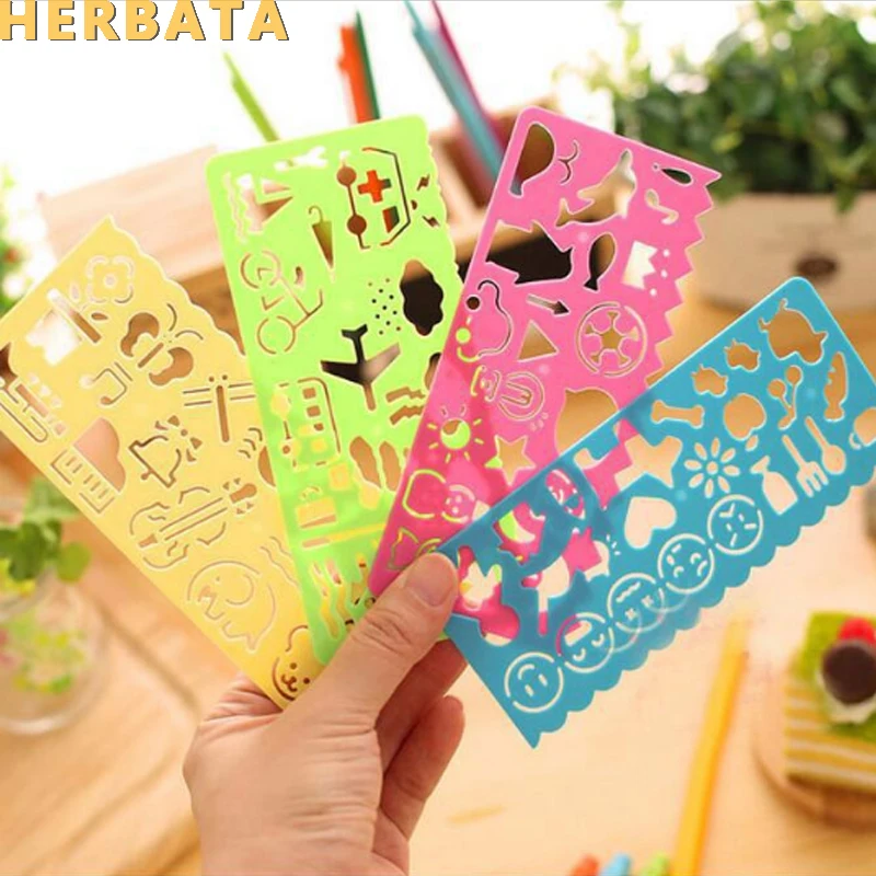 4 шт./лот многофункциональная линейка карамельных цветов геометрический шаблон