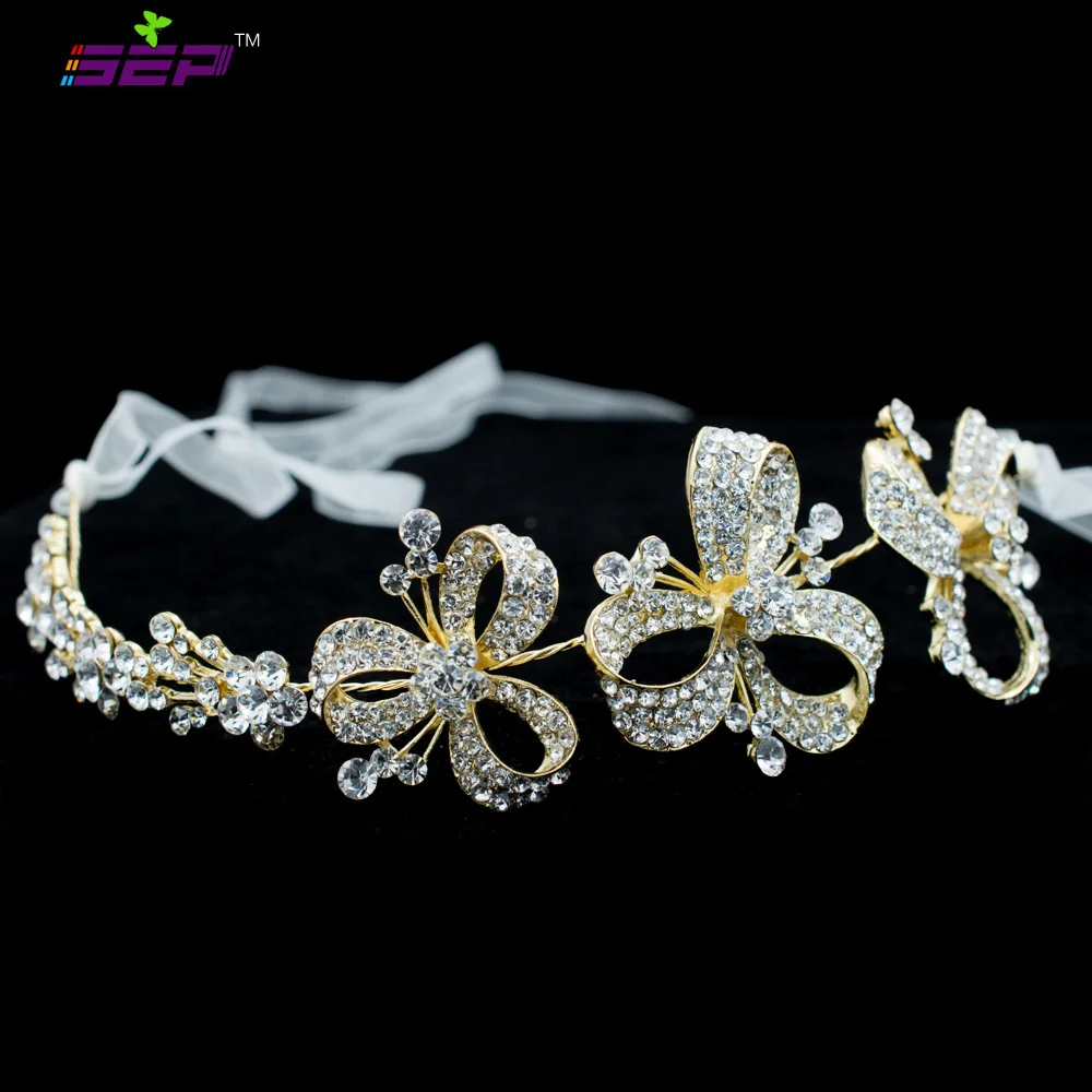 Стразы кристаллы бант повязка на голову лента для волос украшения аксессуары