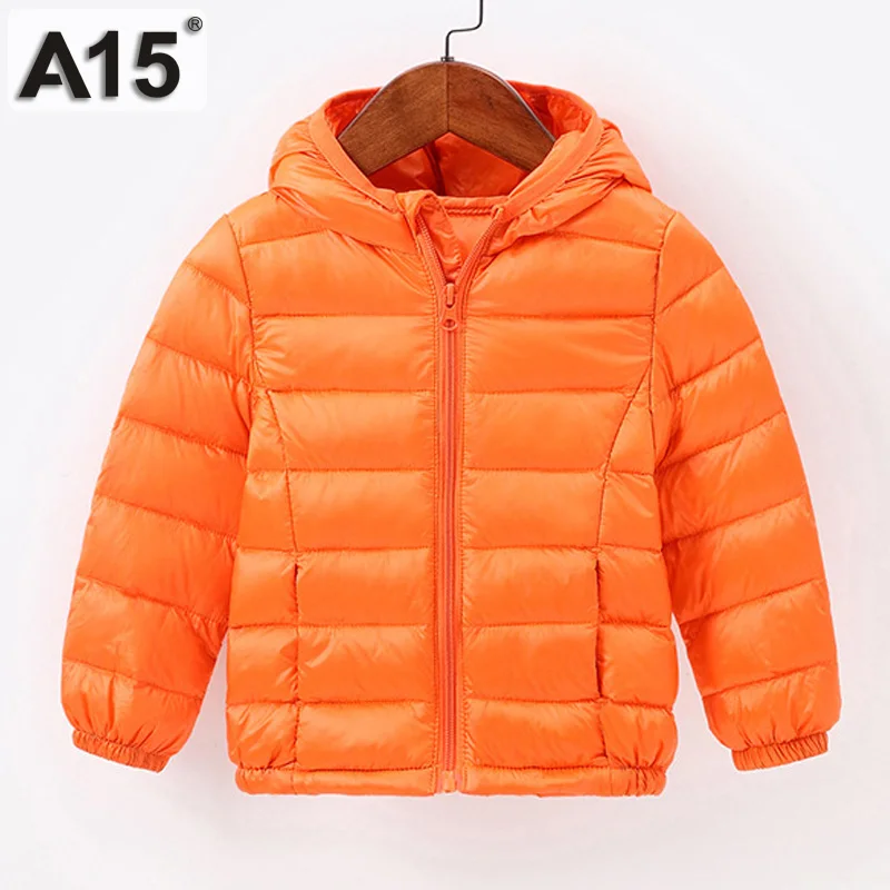 87081Orange A15/Детские Зимние куртки для мальчиков, парка с капюшоном на белом утином пуху, зимняя одежда для маленьких девочек, легкие куртки, размеры для детей 2, 3, 4, 8, 10 лет - Цвет: 87081Orange