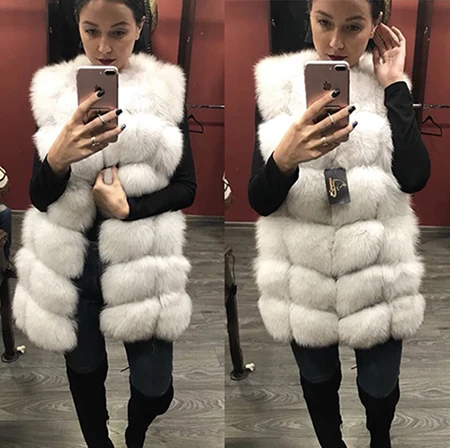 Natural White Maylofuer Натуральный мех лисы жилет натуральный мех лисы длинный жилет зима женщины лиса жилет - Цвет: Natural White