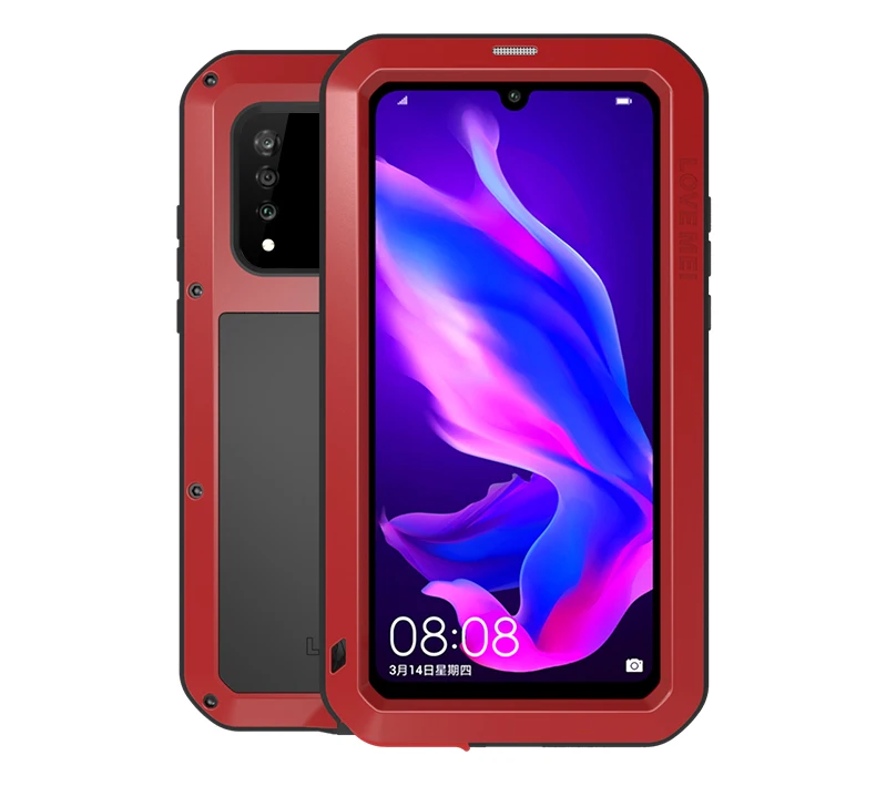 Для huawei P30 Lite LOVE MEI мощный металлический чехол+ Gorilla glass Life водонепроницаемый противоударный металлический полный защитный чехол для телефона