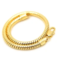 round shaped snake bone chain real yellow gold filled solid chain link bracelet for mens womens 22cm length