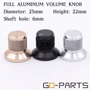 Ручка управления громкостью из твердого алюминия 25x22 мм, Hi-Fi, сделай сам, педаль для гитары, радио, автомагнитола 6 мм, вал серебристый, черный, золотой