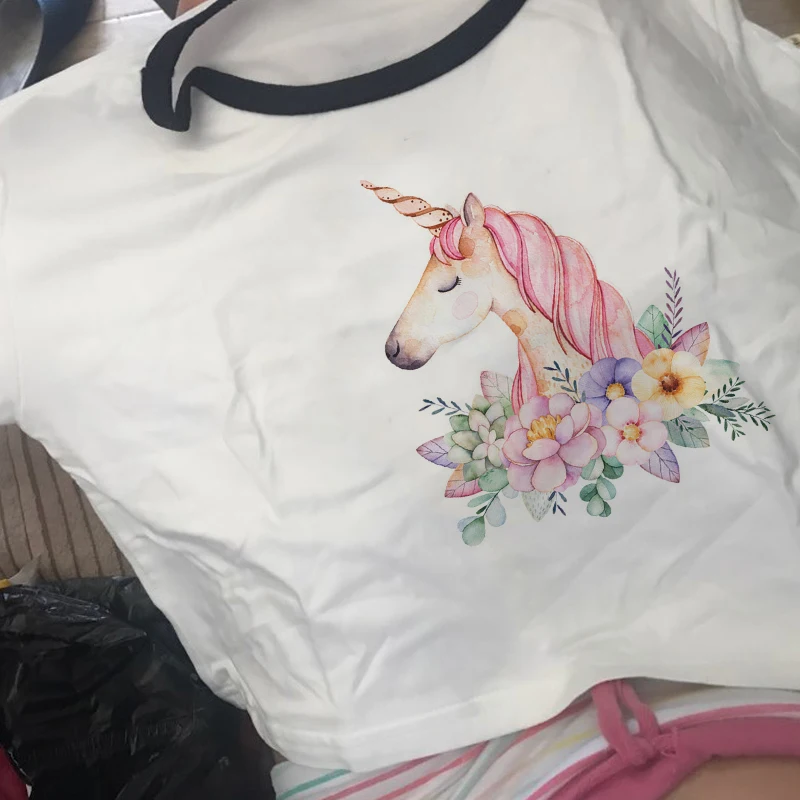 Женская майка топ укороченный облегающий с принтом единорога для клуба 2018|Майки|
