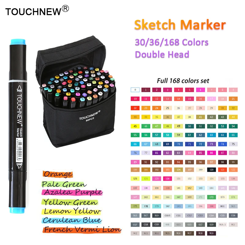 TOUCHNEW 168/30/36 Цвета эскиз Маркеры Ручка с двумя головками двойной набор маркеров для
