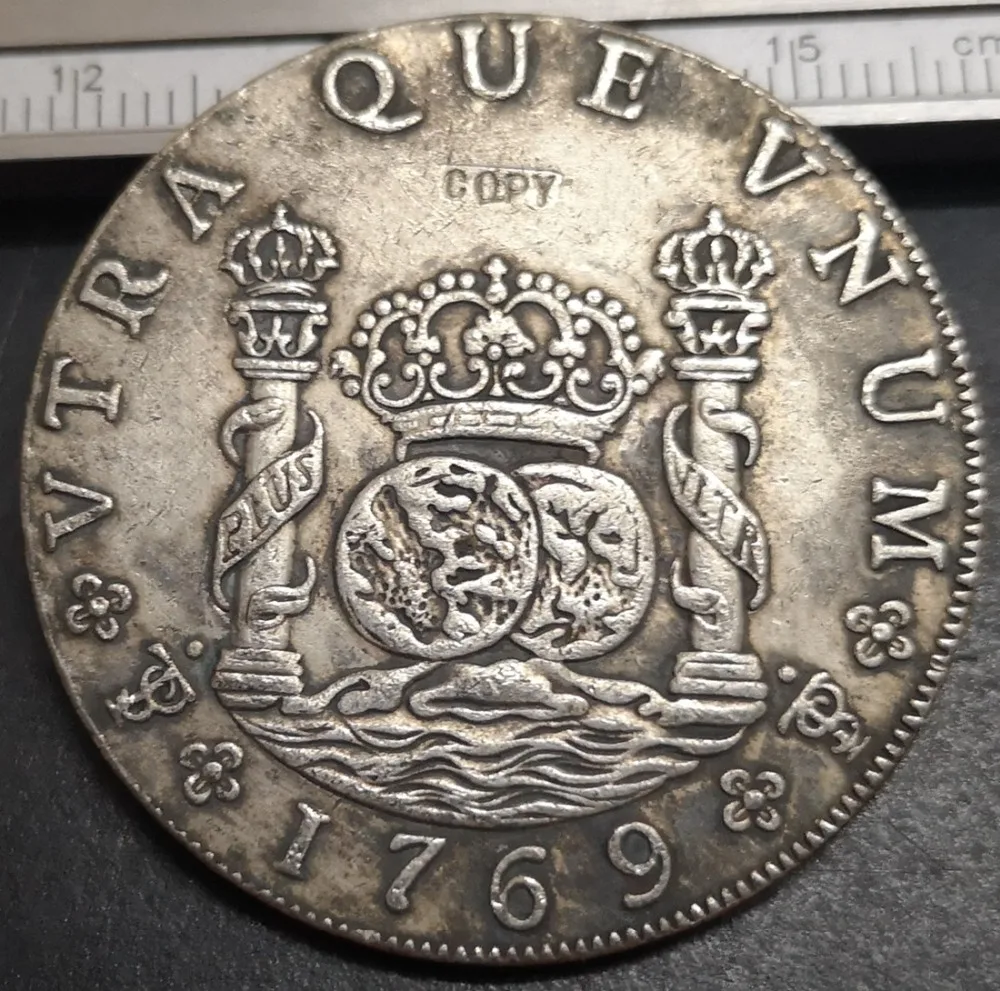 1769 (JR) Боливия 8 Реалес Карлос III копия монеты с колоннами Испании|Безвалютные