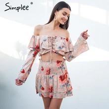 Летнее женское короткое платье Simplee из двух частей с рюшами