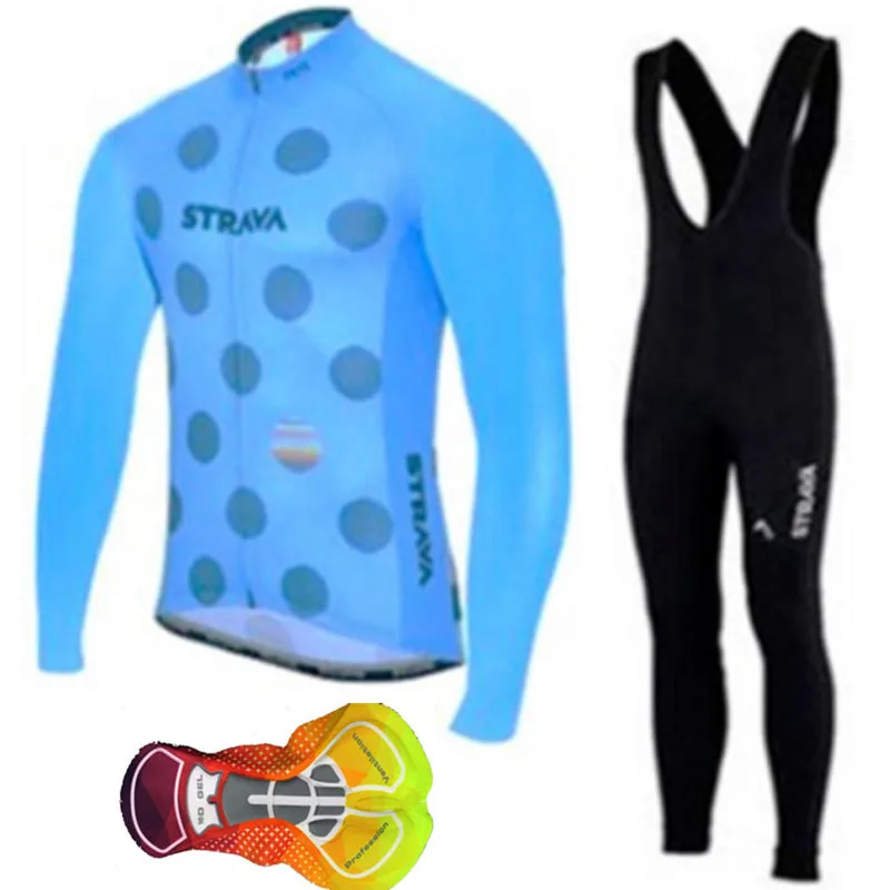 2019 Strava Men's Cycling Jersey Long sleeve set MTB Bike Clothing Maillot Ropa Ciclismo Hombre Bicycle Wear 16D GEL bib pants | Спорт и