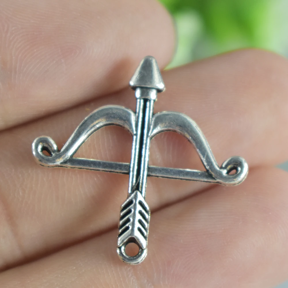 6 штук 21x20 мм Античные Серебряные Подвески кулон лук и Стрела Изготовление