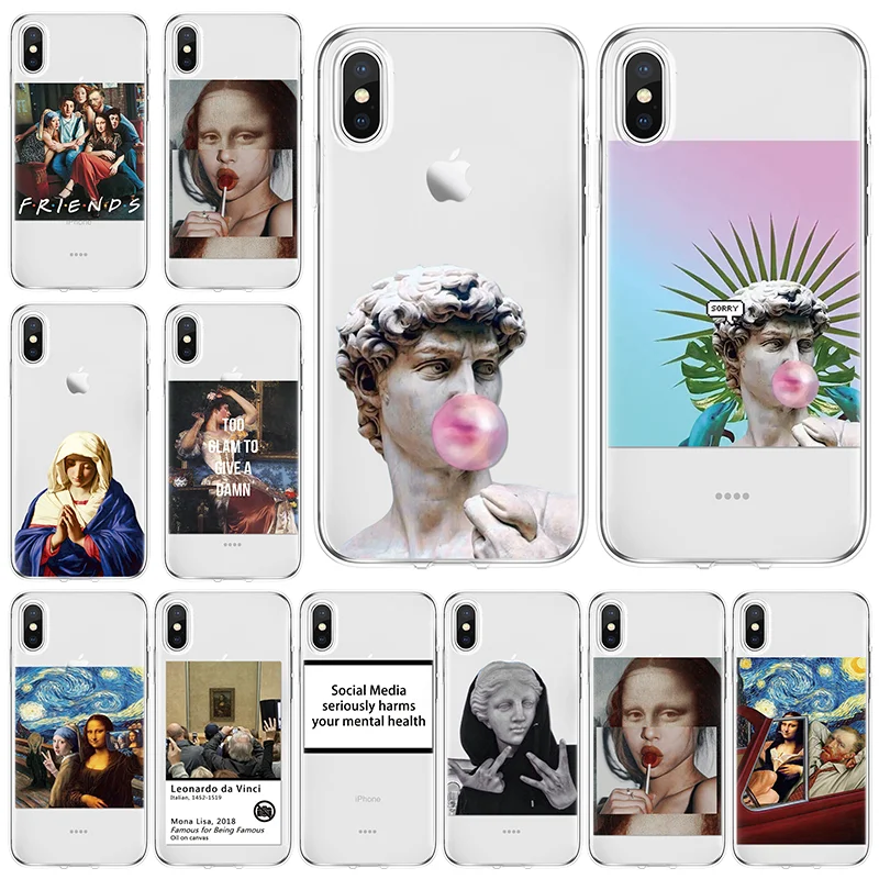 Отличный художественный эстетический чехол Мона Лиза Давид для iPhone X XR XS Max 5 5S 5C 4 4S Мягкий ТПУ для iPhone 7 8 6 6S Plus 11 Pro MAX чехлы
