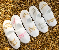 personalize glitter bride bridesmaid maid of honor closed toe spa slippers wedding birthday hen night party favors company gifts