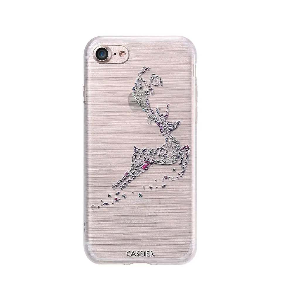 Caseier зимний силиконовый чехол для iPhone 5 5S SE роскошный Снежный серия чехол-крышка с узорами для iPhone X 6 6s 7 8 Plus ультратонкий Capinhas - Цвет: Pierced Elk