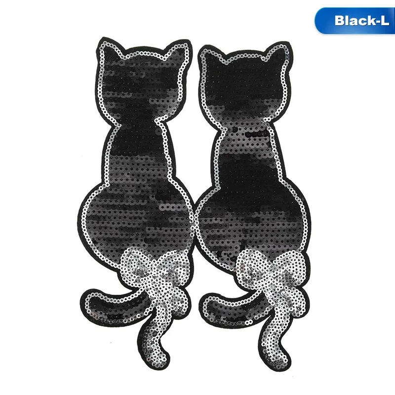 Черный/Красный Кот Реверсивные изменения цвета блестки DIY патч аппликация пришить патчи для одежды мешок Одежда пальто джинсы ремесло