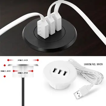 5cm Grommet Hole In-Desk Mounting 3 Ports USB 2.0 Hub For Laptop PC Computer Dec-12A 2
