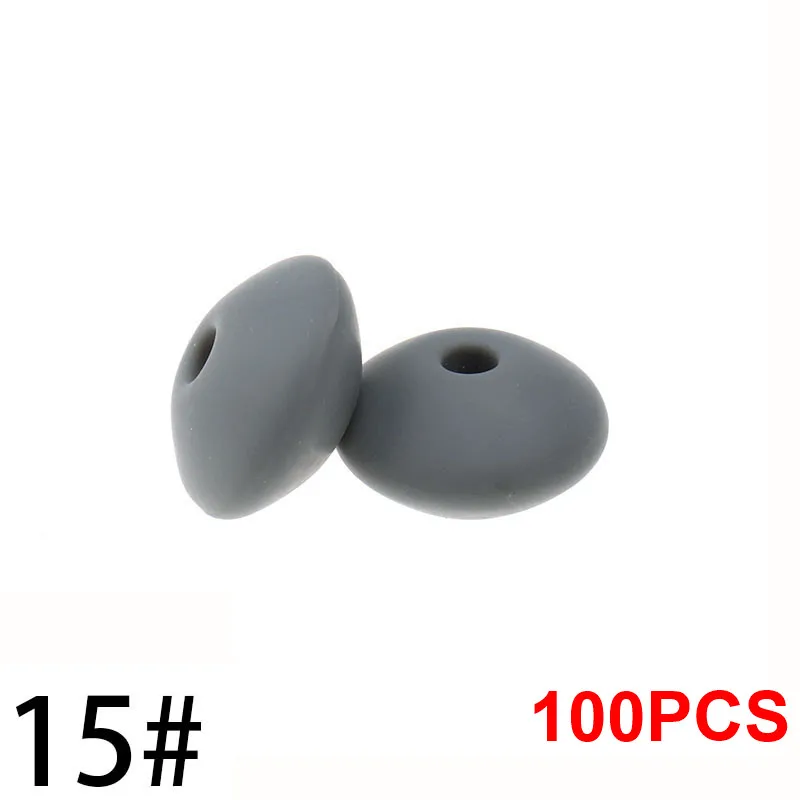 15 Dim Gray QHBC 12*7 мм Прорезыватель для зубов 100 бусины в форме чечевицы силиконовый жемчуг BPA бесплатно детский кусающий Прорезыватель для зубов ожерелье пищевого класса мама игрушки для кормления - Цвет: 15 Dim Gray