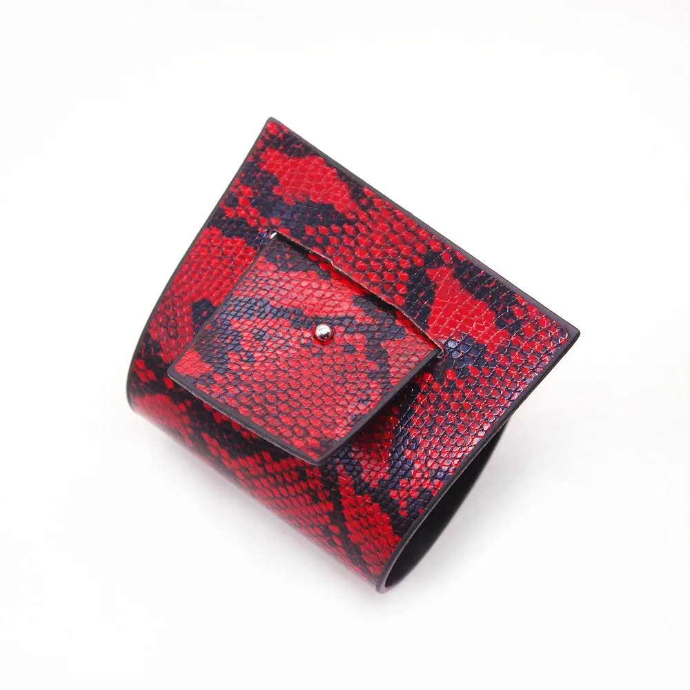 Женский кожаный браслет в стиле панк элегантный широкий с леопардовым принтом 3