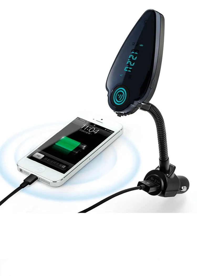 Bluetooth гарнитура для авто mp3 fm передатчик Поддержка TF карты громкой связи автомобильное зарядное устройство для iPhone Samsung высокого качества T6