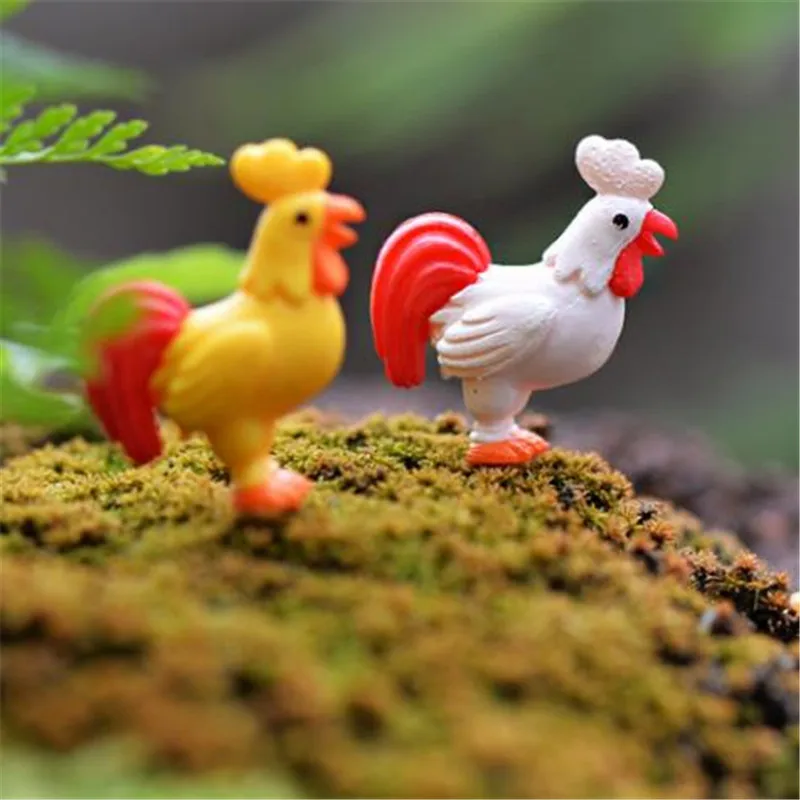 Mini cartoon animal 26mm chicken DIY resin small ornaments Moss microlandscape Decoration Christmas gift free shipping | Дом и сад