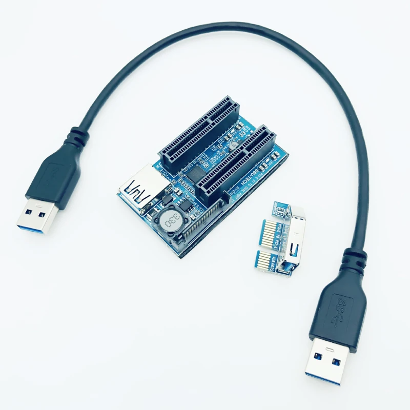 Плата расширения H1111Z PCI Express E Райзер PCIE X1 на X4 карта Райзера SATA Power 30 см