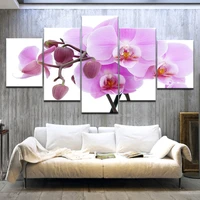 5pcs print poster canvas wall art pink orchids decoration art oil painting modular pictures on the wall sitting roomno frame