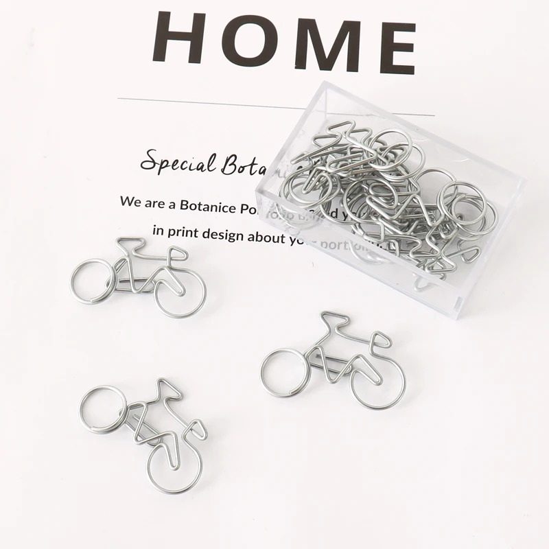 TUTU 10Pcs Cute Decorative Bicycle Shaped Paper Clips Scrapbook Memo Clip Metal Binder Paperclips Bookmark Stationery H0318
