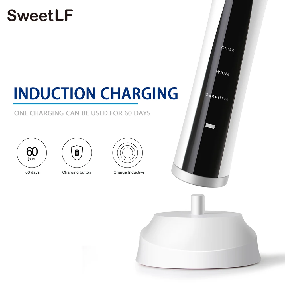 SweetLF вращающаяся электрическая зубная щетка белая зарядка через USB