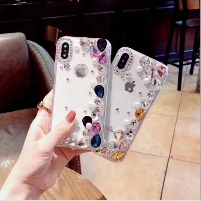 Модный Роскошный чехол со стразами для телефона apple iPhone Xs 6 7 8 plus прозрачный алмаз