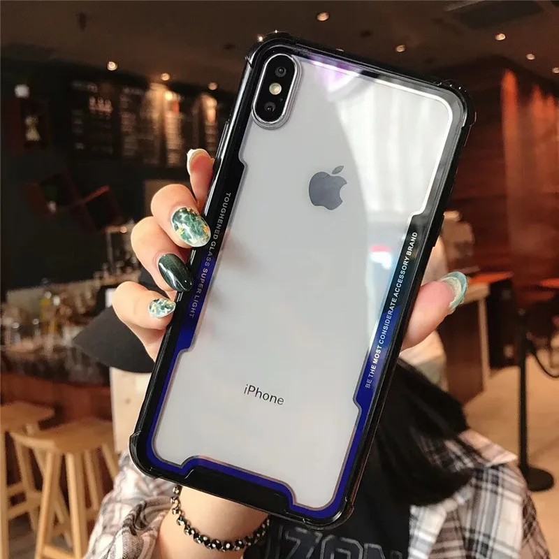 Модный чехол для iPhone XS Max XR X телефона из ТПУ с задней акриловой крышкой fundas 6 6S 7 8 plus