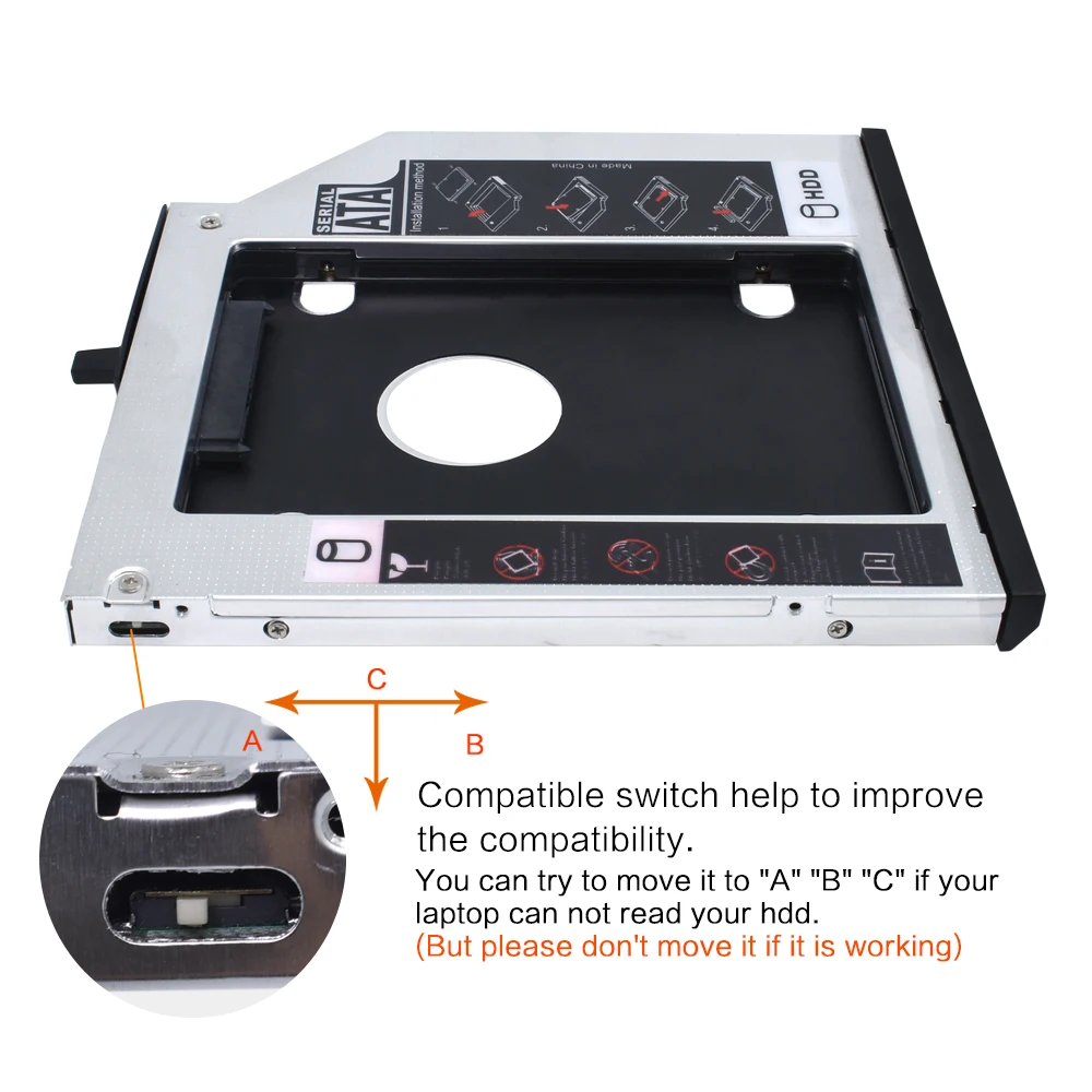 TISHRIC Optical Bay Caddy 9 5 мм SATA 2nd 2 HDD SSD корпус жесткого диска для Lenovo ThinkPad T400s T400 T410 T410s T420s