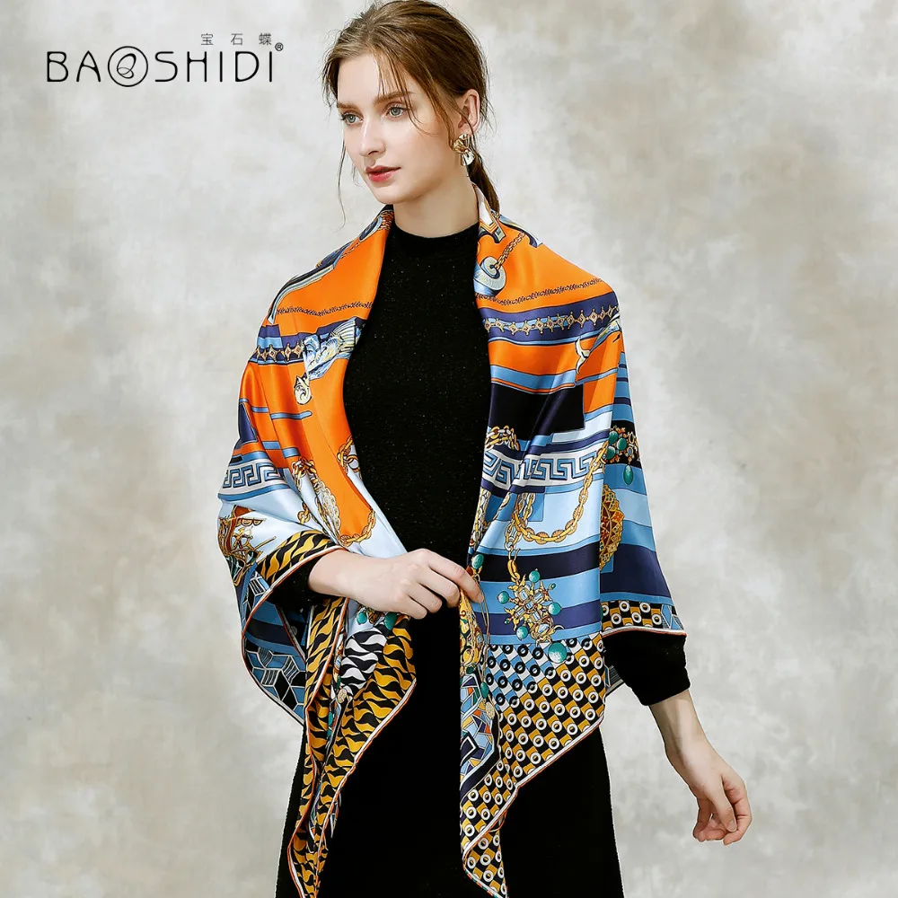 Женский шарф ручной работы BAOSHIDI из 100% шелка Элегантная Шелковая шаль|brand women