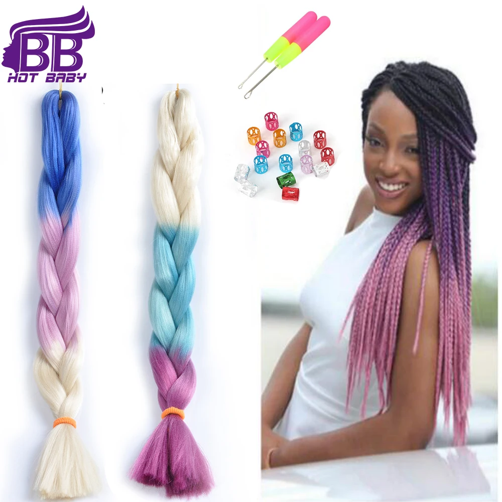 Синтетический Джамбо Плетение Волос 24 inches Ombre Крючком Xpression Наращивание Высокая