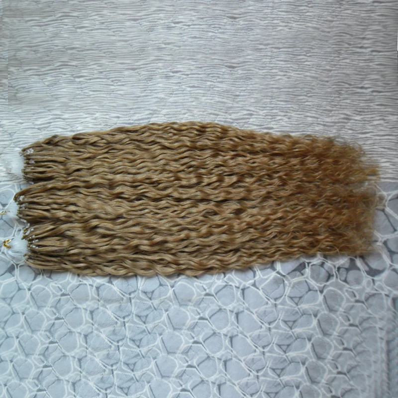 8a Brazilian Micro Ring Loop Hair Extensions 300g 100% Remy 1g 300s #8 Light Brown Rings Kinky |