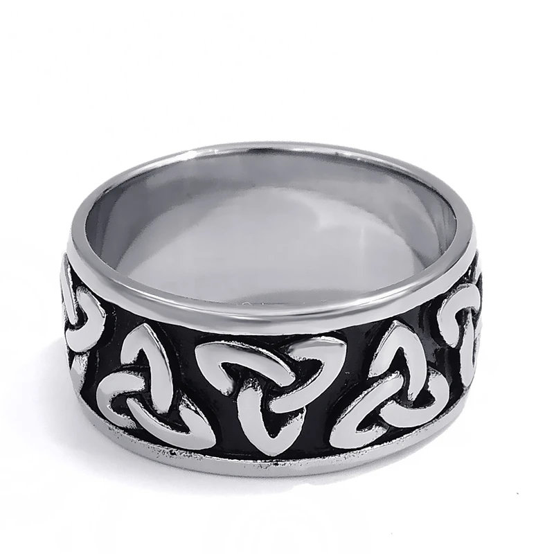 10mm Mens Womens Stainless Steel Ring Band Silver Black Celtic Knot jewelry Szie 7-13 | Украшения и аксессуары