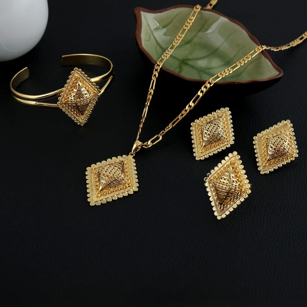 Высокое качество золотого цвета квадратный Эфиопский женский свадебный