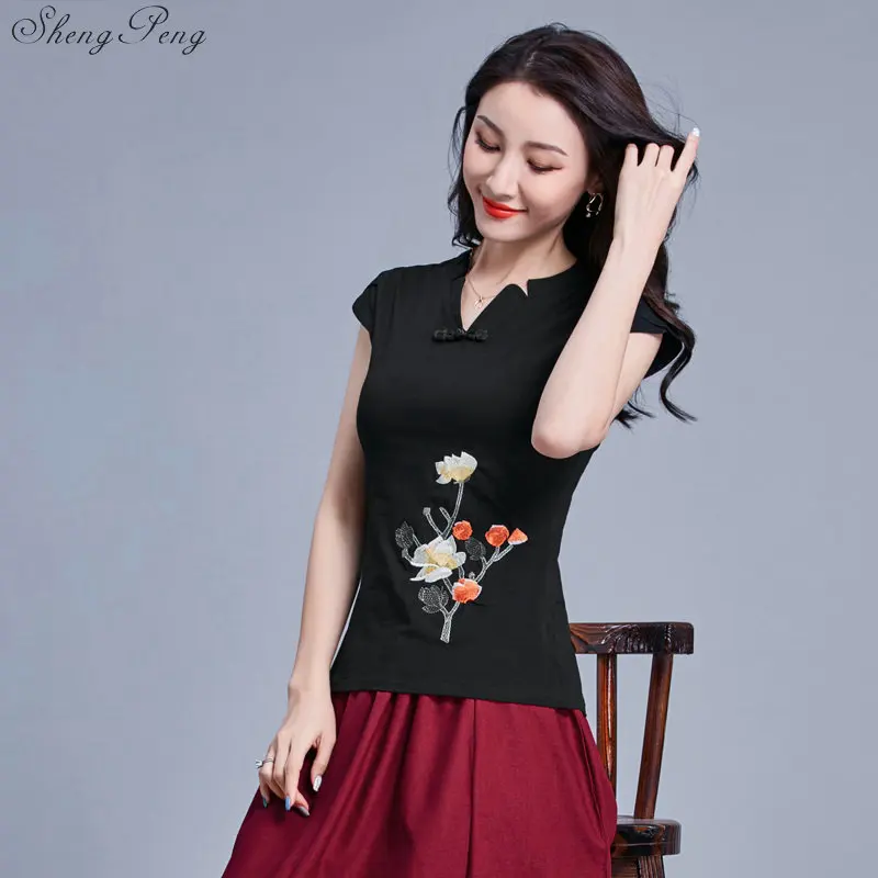 Китайская одежда топы традиционного стиля Cheongsam топы Qipao летние короткие жаккардовые хлопковые костюм для выступлений Vetement рубашка G122
