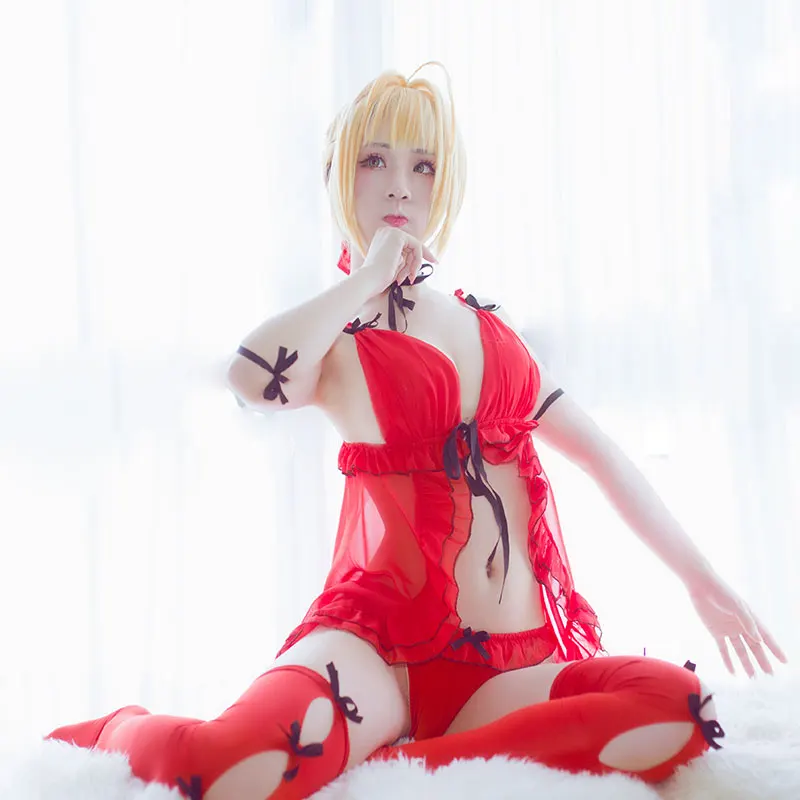 Anime! Fate Grand Order Extella Nero Altria Sexy Nightclothes Uniform Cosplay Costume Free Size For Women Shipping |