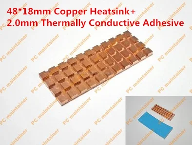 

48*18mm Copper Heatsink+2.0mm Thermally Conductive Adhesive Thin Gvoove Pure Copper for M.2 NGFF 2260 SSD Notebook Radiator